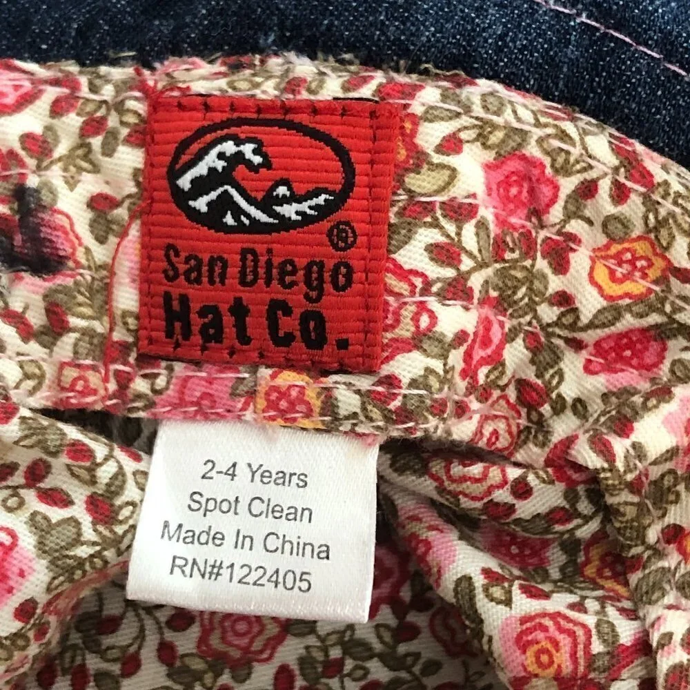 The San Diego Hat Co Wide Brim Hat Toddler 2 - 4 Blue & Pink Denim